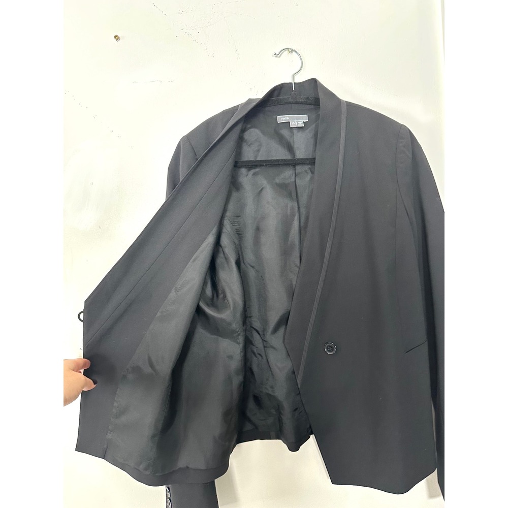 Vince 10 Tuxedo Blazer wool blend Assymetrical Lapel Business single button - Picture 3 of 11